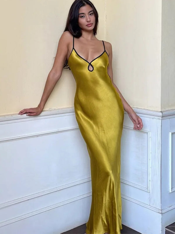 Long Elegant Satin Dress