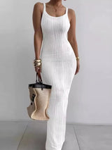 Elegant textured white Maxi Dress